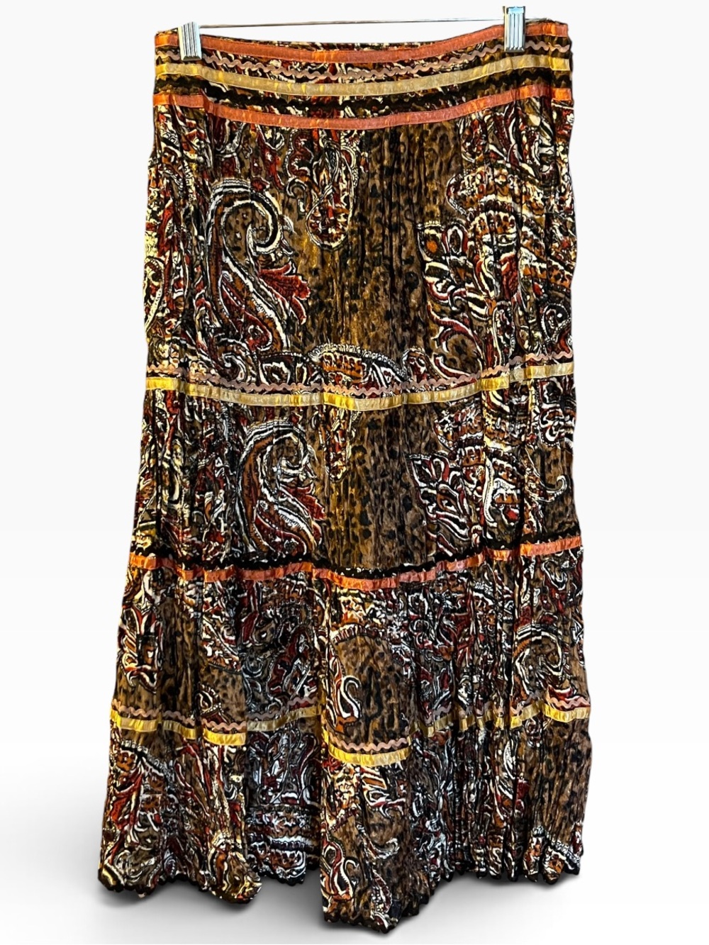 NWT Chaudry Bohemian Velvet Paisley Skirt S